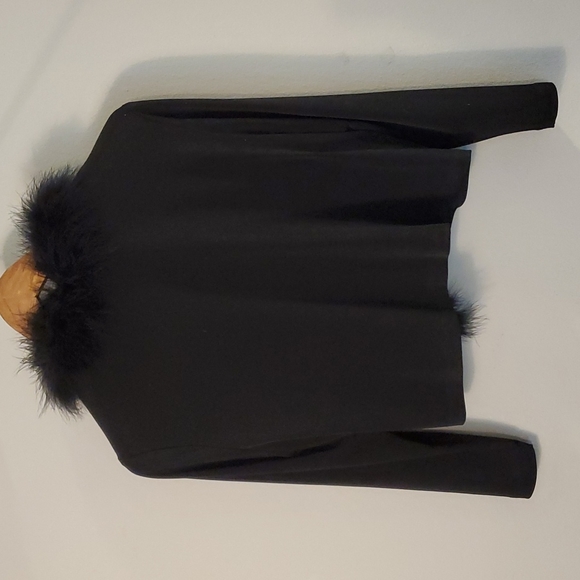 CALVIN KLEIN Womens Black Faux Fur Long Sleeve Open Cardigan Top Size: L - Picture 2 of 6
